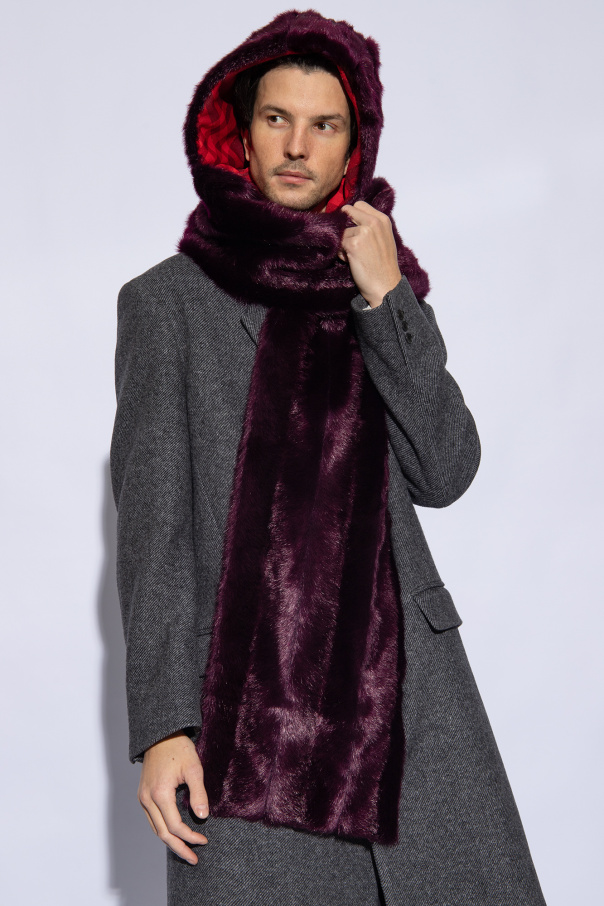 スカーフ Burberry SS24 Eco fur hooded scarf (8079143 BLACK) Burberry Eco Fur Hooded Scarf | Balardi